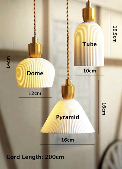Liora Deco Ribbed Ceramic Pendant Light with Bulb Included - OpalDwell