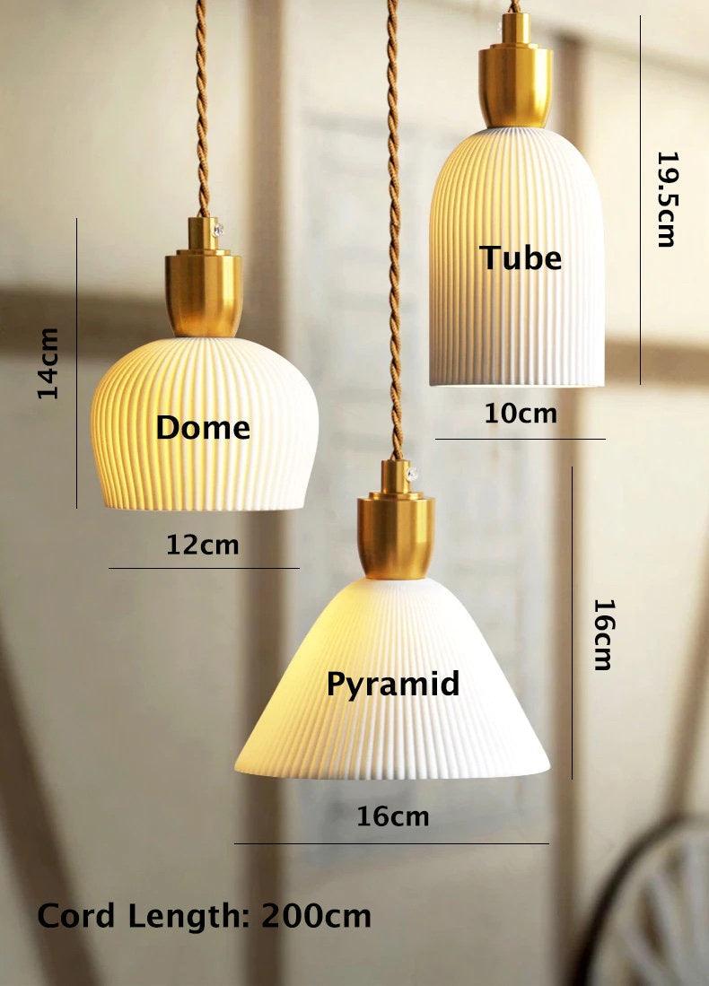 Liora Deco Ribbed Ceramic Pendant Light with Bulb Included - OpalDwell