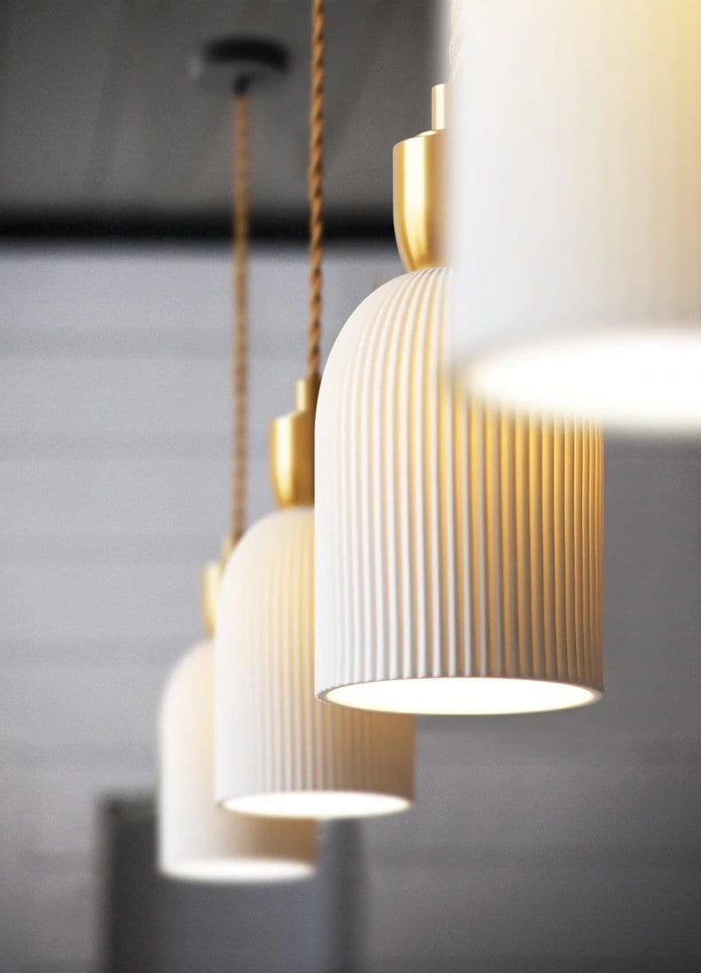 Liora Deco Ribbed Ceramic Pendant Light with Bulb Included - OpalDwell