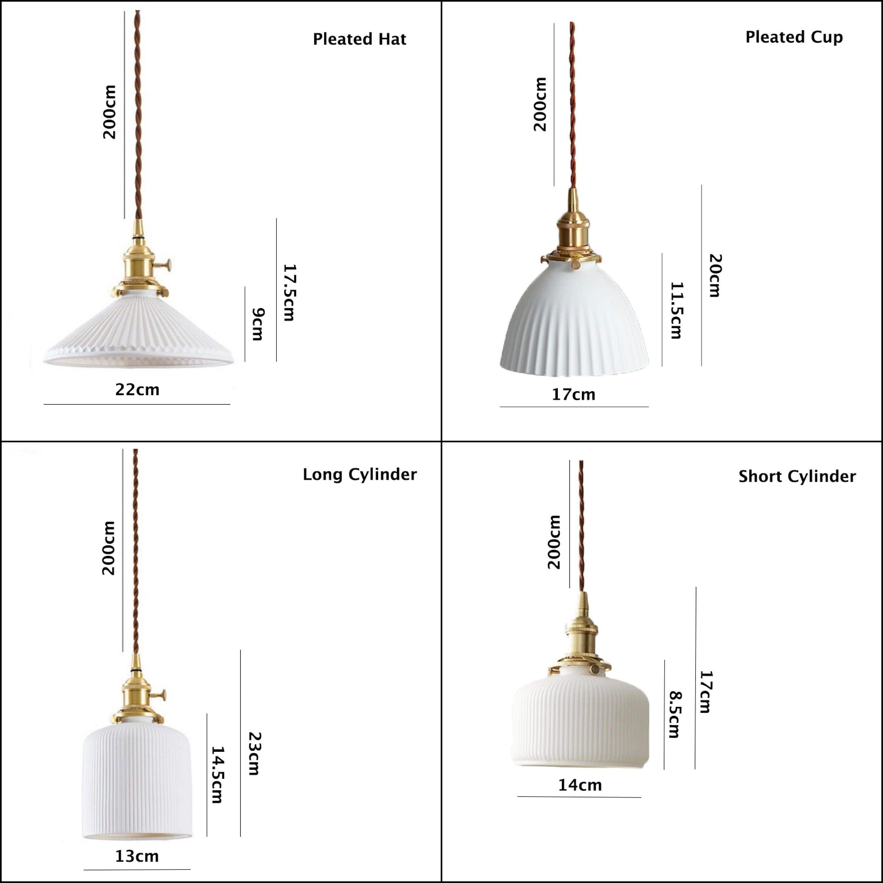 Hanaori | Japanese-Style Ribbed Ceramic Cylinder Pendant Light with LED Bulb Included OpalDwell