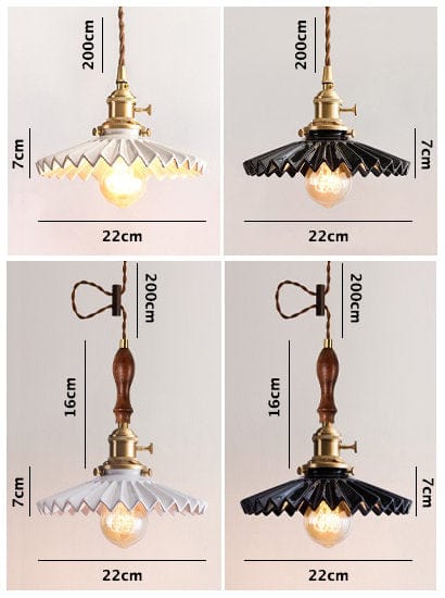 Liora | Art Deco Pleated Tutu Pendant LED Light in Glazed Ceramic - Bulb Included | OpalDwell - OpalDwell
