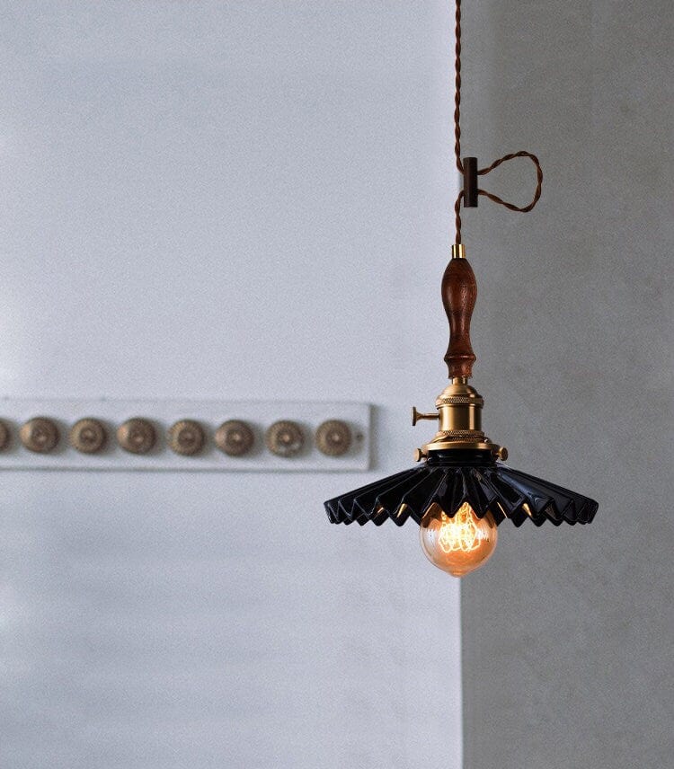 Liora | Art Deco Pleated Tutu Pendant LED Light in Glazed Ceramic - Bulb Included | OpalDwell - OpalDwell