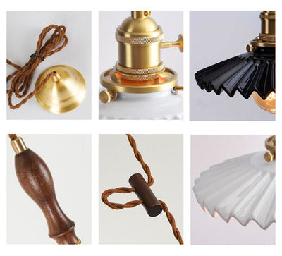 Liora | Art Deco Pleated Tutu Pendant LED Light in Glazed Ceramic - Bulb Included | OpalDwell - OpalDwell