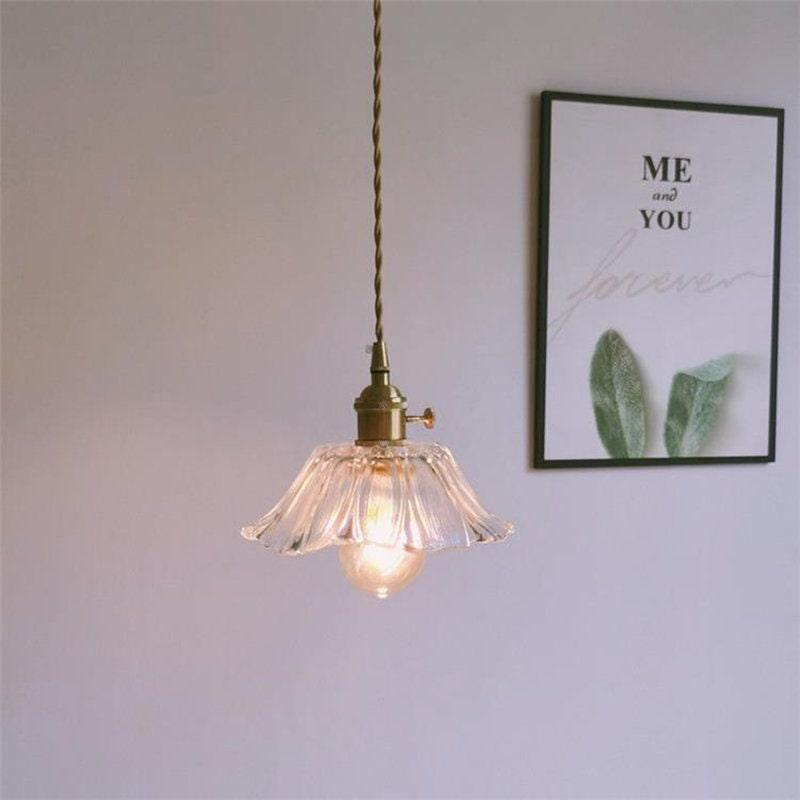 Lumenia | Frosted Glass Camellia Flower Pendant Light, Vintage Style, LED Bulb Included | OpalDwell - OpalDwell