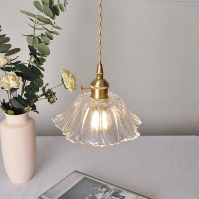 Lumenia | Frosted Glass Camellia Flower Pendant Light, Vintage Style, LED Bulb Included | OpalDwell - OpalDwell