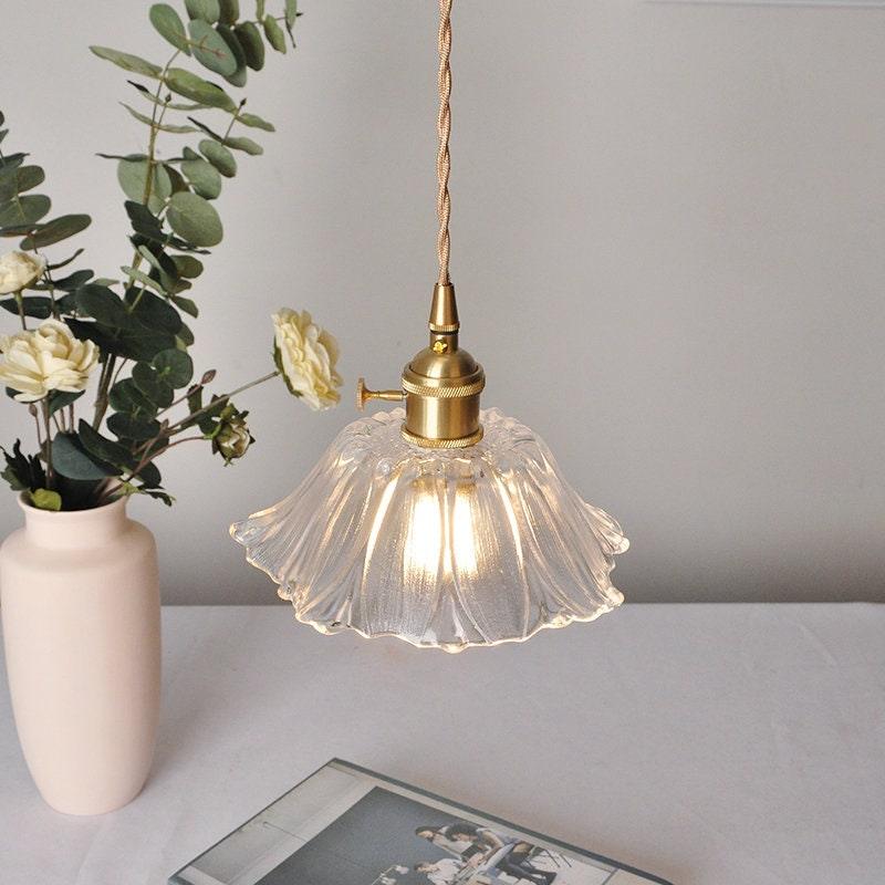 Lumenia | Frosted Glass Camellia Flower Pendant Light, Vintage Style, LED Bulb Included | OpalDwell - OpalDwell
