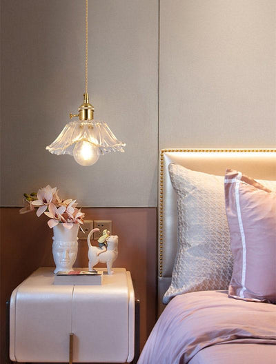 Lumenia | Frosted Glass Camellia Flower Pendant Light, Vintage Style, LED Bulb Included | OpalDwell - OpalDwell