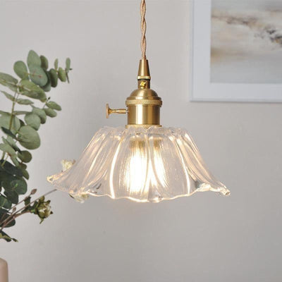 Lumenia | Frosted Glass Camellia Flower Pendant Light, Vintage Style, LED Bulb Included | OpalDwell - OpalDwell