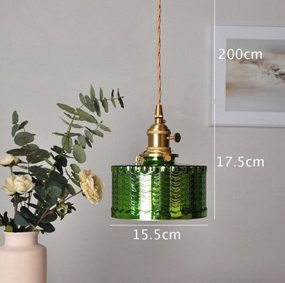 Liora | Glossy Green Glass Cylindrical Pendant Light in Art Deco Style, LED Bulb Included | OpalDwell - OpalDwell