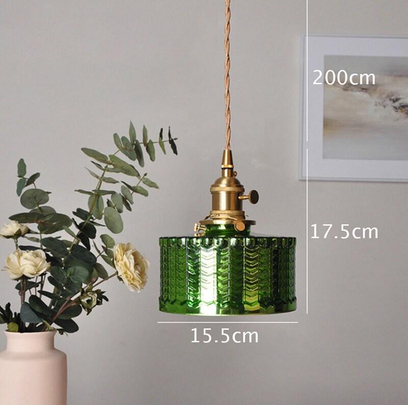 Liora | Glossy Green Glass Cylindrical Pendant Light in Art Deco Style, LED Bulb Included | OpalDwell - OpalDwell
