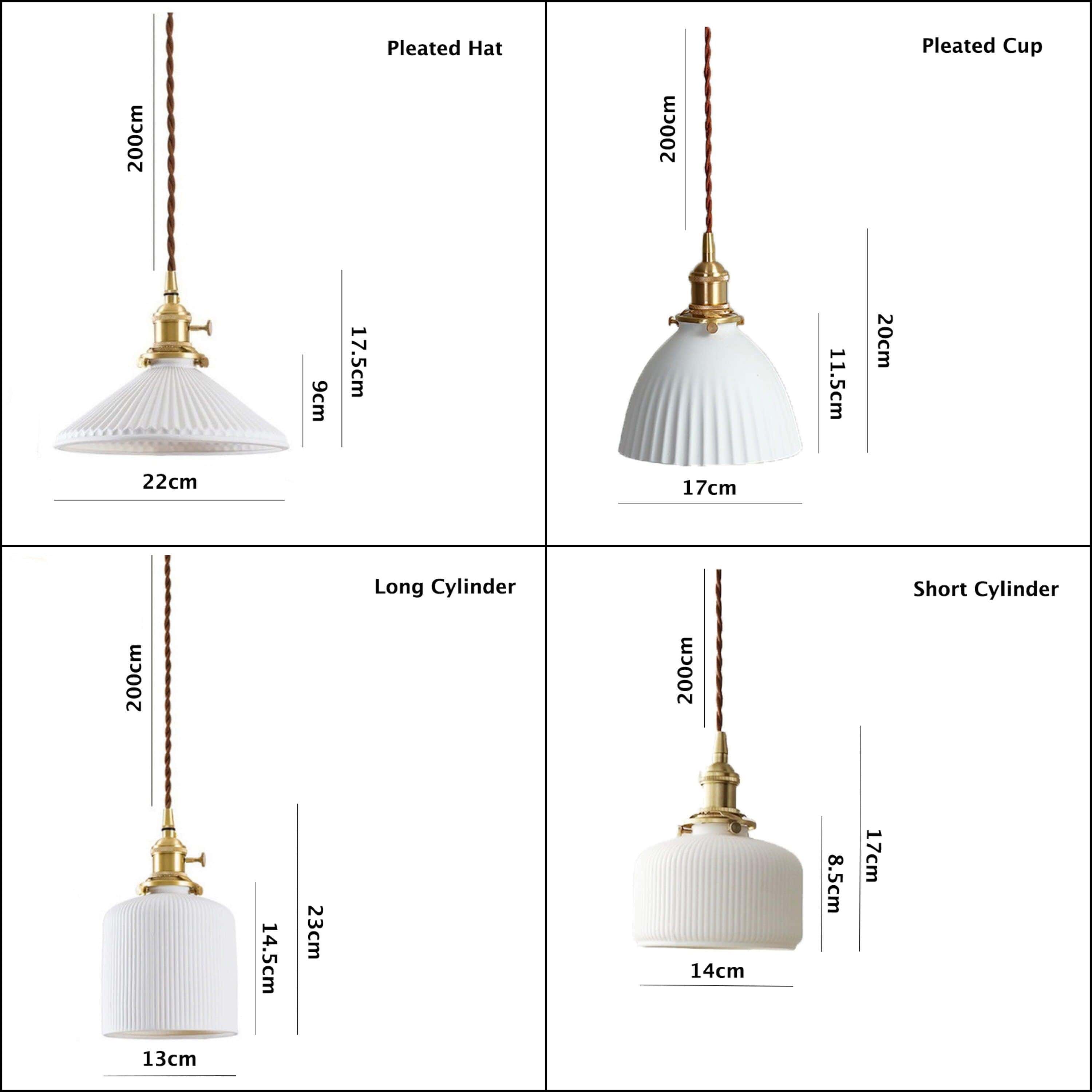 Kazumi | Ribbed Ceramic LED Pendant Light in Japanese Pleated Cup Shape, Bulb Included | OpalDwell - OpalDwell
