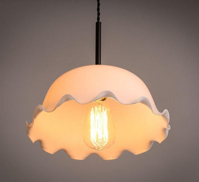Aurelle | French Vintage Opaline Glass LED Pendant With Handkerchief-Style Shade, Bulb Included OpalDwell