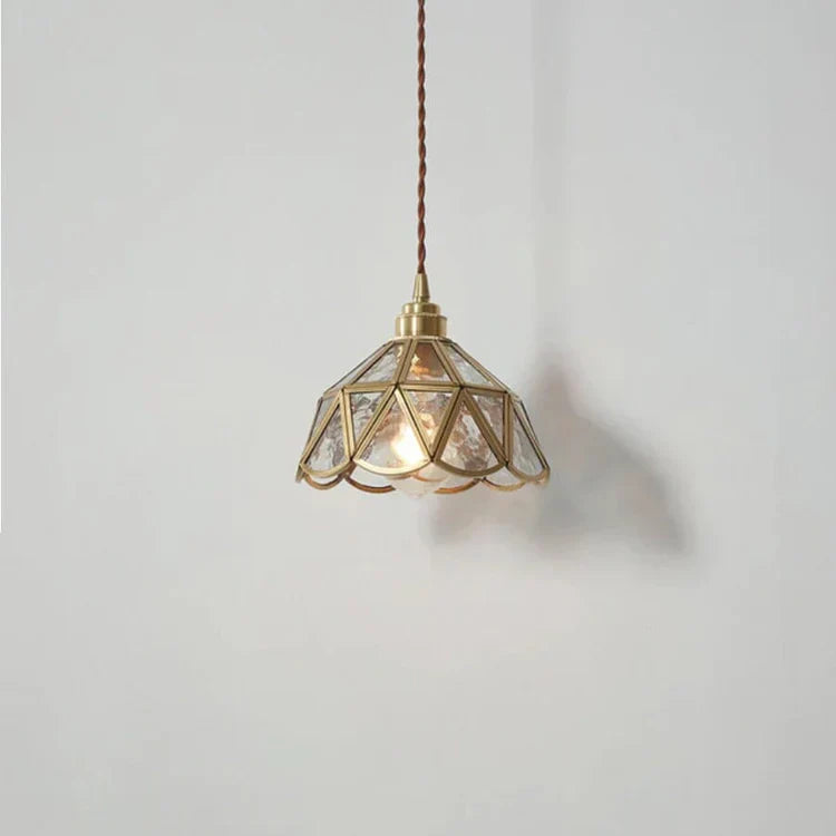 Elara Brass and Clear Glass Pendant Lamp With Twisted Cord - OpalDwell