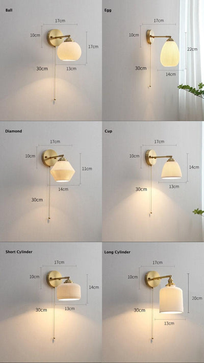 Lantern Cup-Shaped Ribbed Ceramic Wall Sconce, Bulb Included - OpalDwell