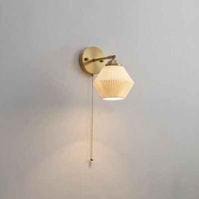 Lantern Cup-Shaped Ribbed Ceramic Wall Sconce, Bulb Included - OpalDwell