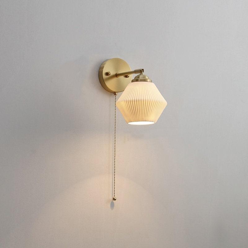 Lantern Cup-Shaped Ribbed Ceramic Wall Sconce, Bulb Included - OpalDwell