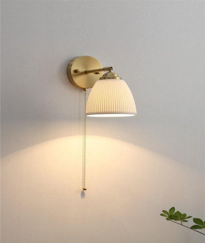 Lantern Cup-Shaped Ribbed Ceramic Wall Sconce, Bulb Included - OpalDwell