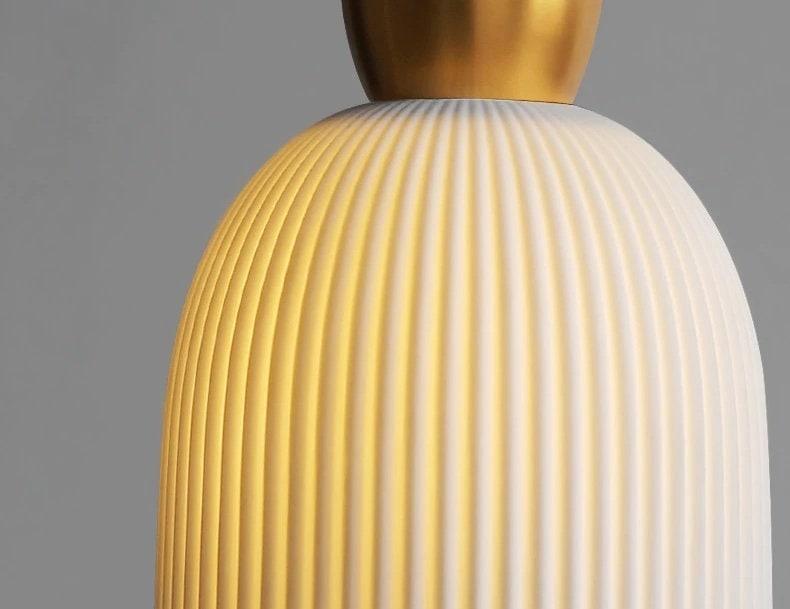 Liora Deco Ribbed Ceramic Pendant Light with Bulb Included - OpalDwell