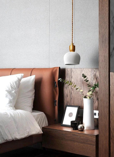 Liora Deco Ribbed Ceramic Pendant Light with Bulb Included - OpalDwell