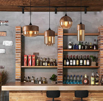 Lumina Nordic Metal LED Pendant Light with Woody Design, Tea-Tinted Glass Shade and Bulb Included | OpalDwell - OpalDwell