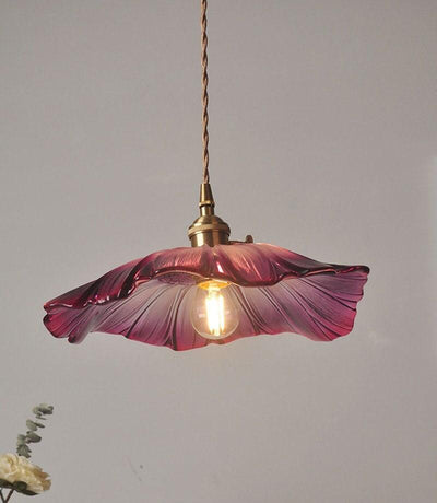 Lunara Violet Glass Sunflower Pendant Light, Retro-Style LED with Bulb Included | OpalDwell - OpalDwell