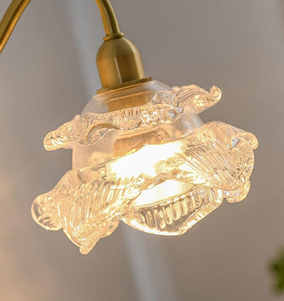 Laira Bloom Layered Glass Flower Wall Sconce With Wood Accent and Bulb Included - OpalDwell