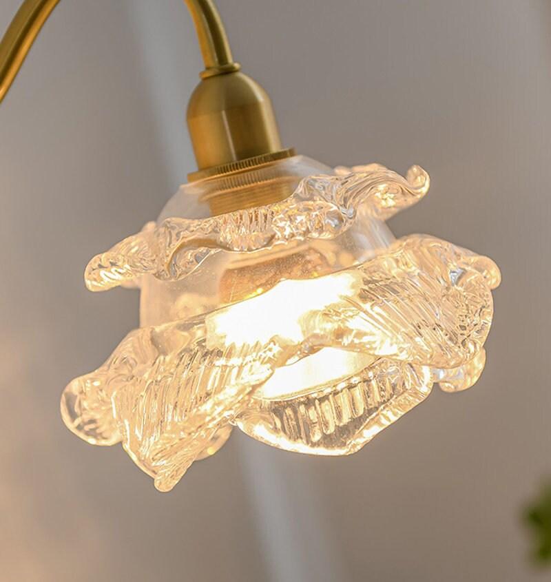 Laira Bloom Layered Glass Flower Wall Sconce With Wood Accent and Bulb Included - OpalDwell