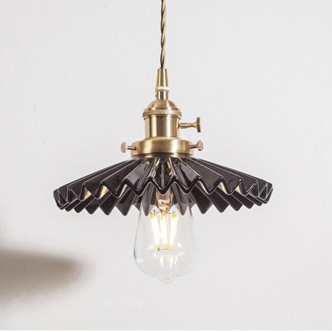 Liora | Art Deco Pleated Tutu Pendant LED Light in Glazed Ceramic - Bulb Included | OpalDwell - OpalDwell