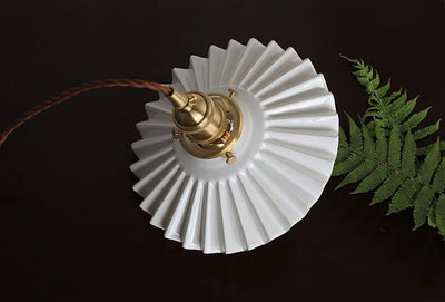 Liora | Art Deco Pleated Tutu Pendant LED Light in Glazed Ceramic - Bulb Included | OpalDwell - OpalDwell