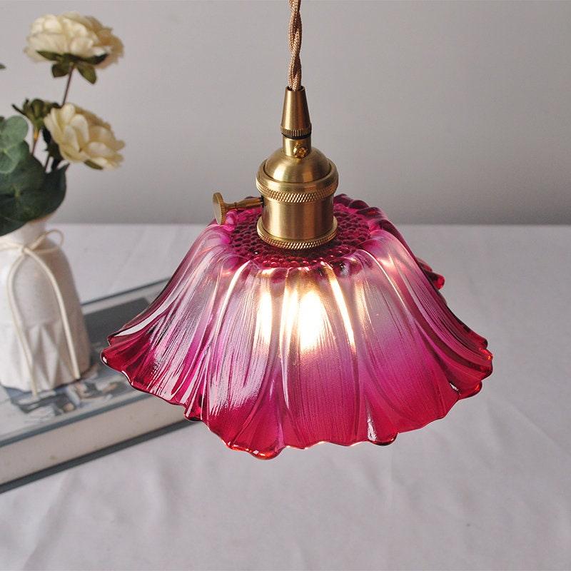 Lumenia | Frosted Glass Camellia Flower Pendant Light, Vintage Style, LED Bulb Included | OpalDwell - OpalDwell