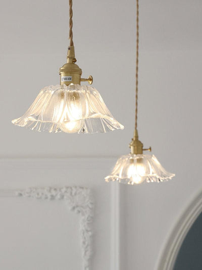Lumenia | Frosted Glass Camellia Flower Pendant Light, Vintage Style, LED Bulb Included | OpalDwell - OpalDwell