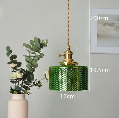 Liora | Glossy Green Glass Cylindrical Pendant Light in Art Deco Style, LED Bulb Included | OpalDwell - OpalDwell