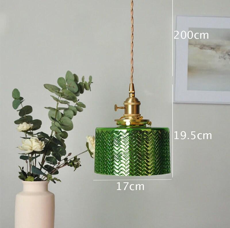 Liora | Glossy Green Glass Cylindrical Pendant Light in Art Deco Style, LED Bulb Included | OpalDwell - OpalDwell
