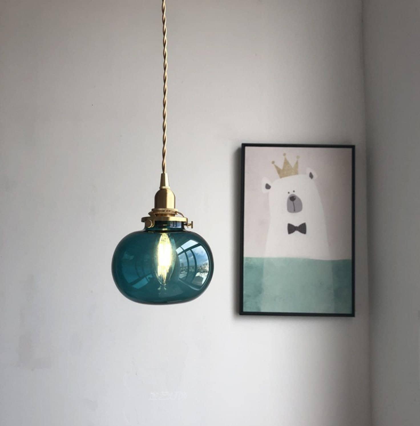 Lunora | Handcrafted Glass Globe Pendant Light in Vintage Style with LED Bulb Included OpalDwell