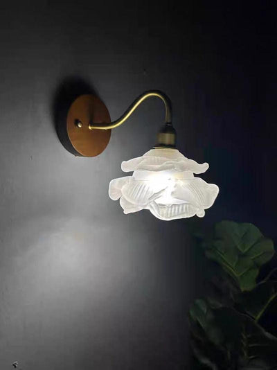 Laira Bloom Layered Glass Flower Wall Sconce With Wood Accent and Bulb Included - OpalDwell