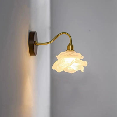 Laira Bloom Layered Glass Flower Wall Sconce With Wood Accent and Bulb Included - OpalDwell