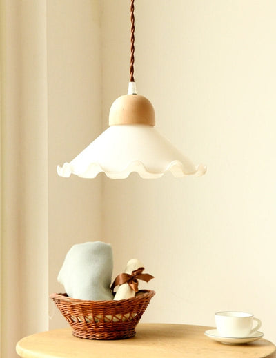 Alvara Vintage White Opaline Glass Flower LED Pendant Light With Brushed Brass Lamp Holder, Bulb Included | OpalDwell - OpalDwell