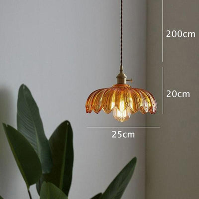 Lyra Lotus Glass Pendant Light with Brushed Brass Holder and Bulb Included - OpalDwell