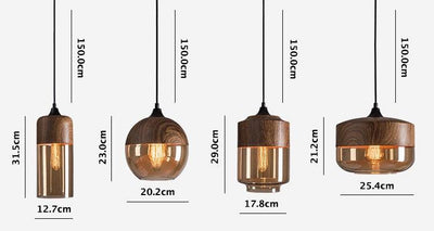 Lumina Nordic Metal LED Pendant Light with Woody Design, Tea-Tinted Glass Shade and Bulb Included | OpalDwell - OpalDwell