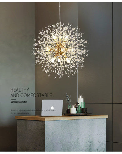 Asterra Modern Crystal Dandelion Pendant Ceiling Light OpalDwell
