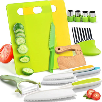 CulinaBear Junior Kitchen Set for Safe Kid Friendly Cooking and Family Fun - OpalDwell