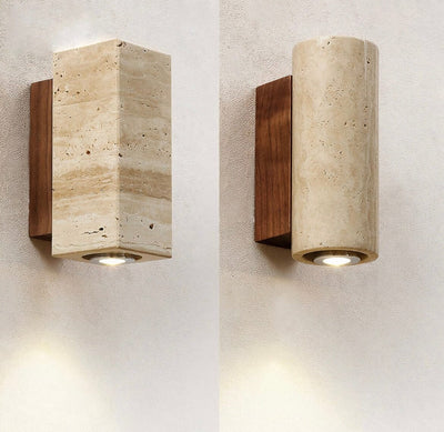 Ebony Travertine Wall Sconce - OpalDwell