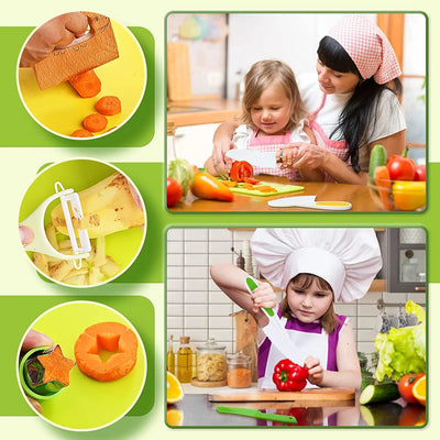 CulinaBear Junior Kitchen Set for Safe Kid Friendly Cooking and Family Fun - OpalDwell