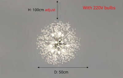 Asterra Modern Crystal Dandelion Pendant Ceiling Light OpalDwell