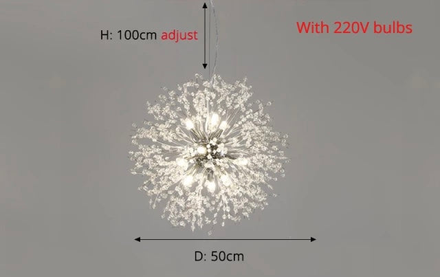 Asterra Modern Crystal Dandelion Pendant Ceiling Light OpalDwell