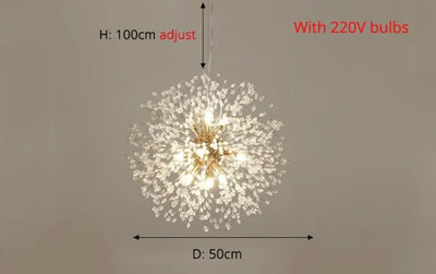 Asterra Modern Crystal Dandelion Pendant Ceiling Light OpalDwell