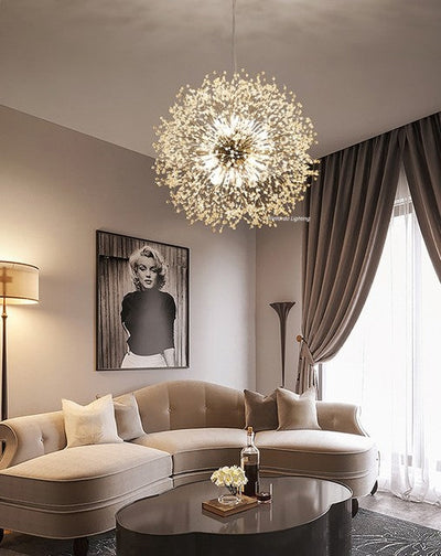 Asterra Modern Crystal Dandelion Pendant Ceiling Light OpalDwell