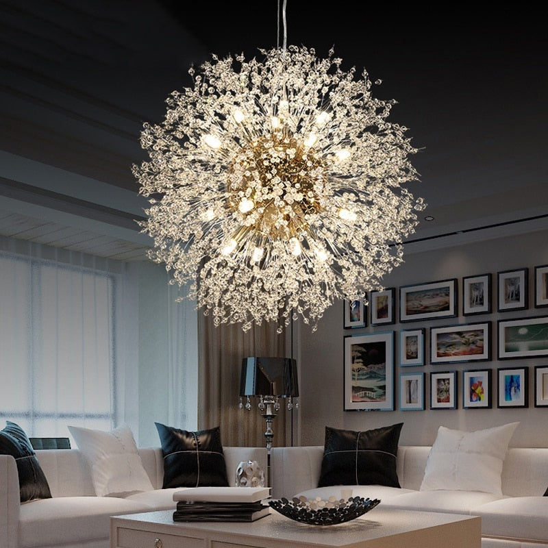 Asterra Modern Crystal Dandelion Pendant Ceiling Light OpalDwell