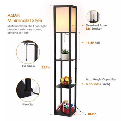 Rowan | Floor Lamp With Shelves OpalDwell