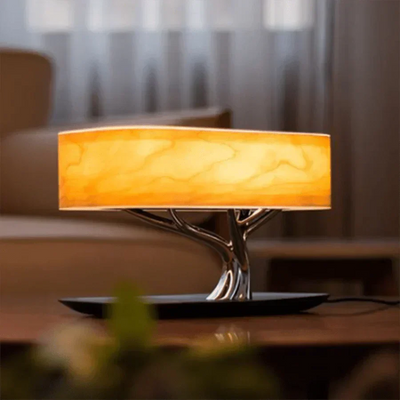 Stylish Nightstand Lamp with Integrated Speaker and Charger - OpalDwell